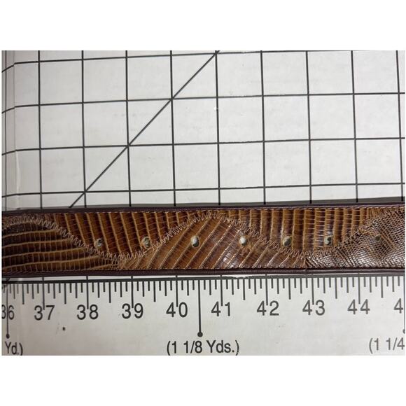 Vintage Handcrafted Western Brown Exotic Leather Belt Round Leather Buckle 40" - Picture 5 of 6